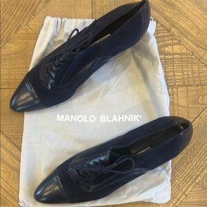 Manolo Blahnik Blue Suede Heels